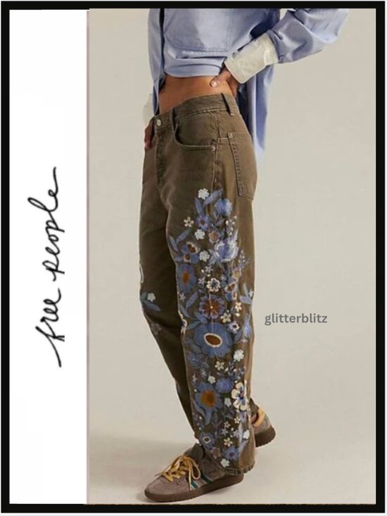 Free People Denim - We The Free Willow Floral Embroidered Jeans